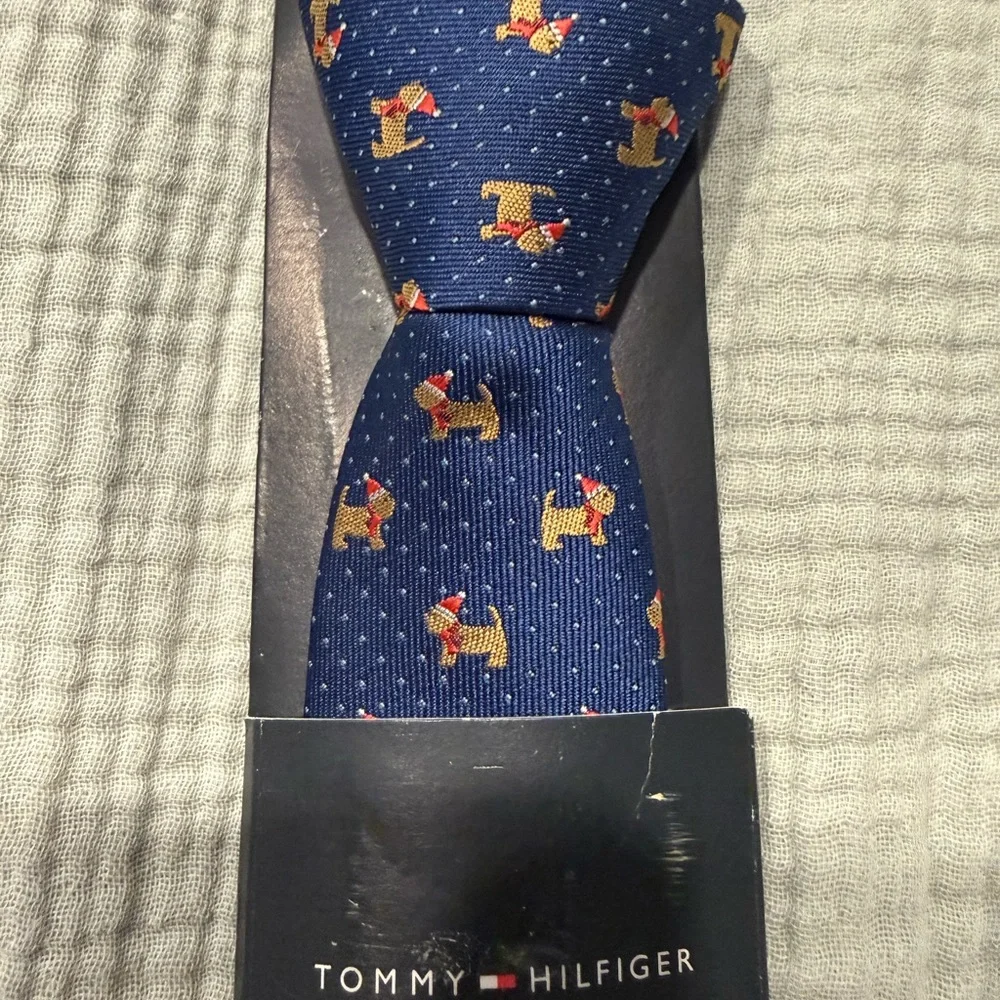 Boy’s Tommy Hilfiger Blue Zipper Tie with Orange Pattern